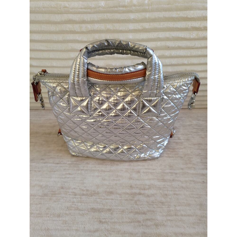 MZ Wallace Metallic Silver Quilted Nylon Mini Metro Tote Secondhand - Picture 2 of 8